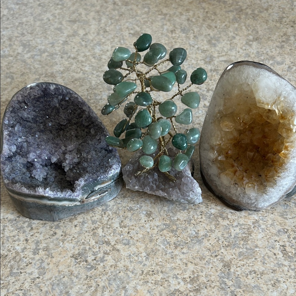 Crystal set, amethyst Jade citrine bundle with tree